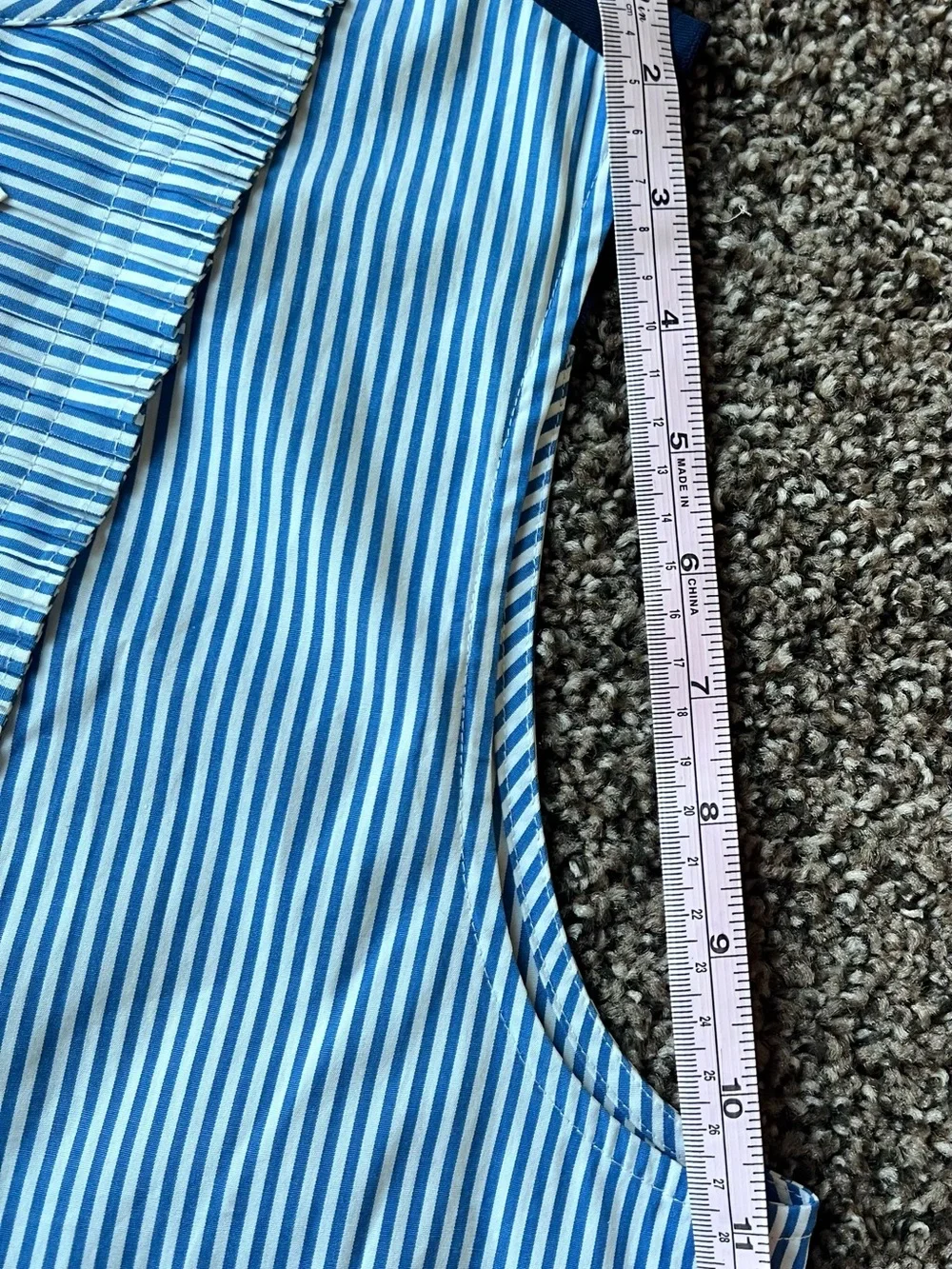 J. Crew Blue and White Striped Sleeveless Button-Front Top
